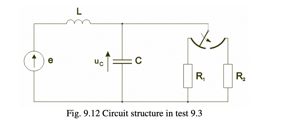 e
Uc
:C
R,
R2
Fig. 9.12 Circuit structure in test 9.3
