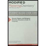 Modified MasteringChemistry with Pearson eText - Valuepack Access Card - for General, Organic, and Biological Chemistry: Structures of Life - 5th Edition - by Timberlake - ISBN 9780133858457