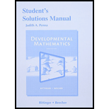 Student's Solutions Manual For Developmental Mathematics Format: Paperback - 9th Edition - by BITTINGER, Marvin L.^beecher, Judith A. - ISBN 9780133919875