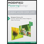 Modified Mastering Biology with Pearson eText -- Standalone Access Card -- for Biological Science (6th Edition) - 6th Edition - by Scott Freeman, Kim Quillin, Lizabeth Allison, Michael Black, Greg Podgorski, Emily Taylor, Jeff Carmichael - ISBN 9780134294780