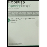 Modified MasteringBiology with Pearson eText -- ValuePack Access Card -- for Human Biology: Concepts and Current Issues - 8th Edition - by Michael D. Johnson - ISBN 9780134326405