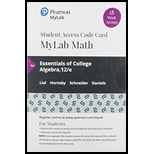ESSENTIALS OF COLLEGE ALG.-MYLAB ACCESS - 12th Edition - by Lial - ISBN 9780135902554