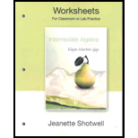 Worksheets  For Intermediate Algebra - 5th Edition - by Elayn Martin-Gay - ISBN 9780136031055