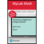 MyLab Math with Pearson eText -- Standalone Access Card -- for Introductory Algebra for College Students -- 24 Months - 8th Edition - by ROBERT BLITZER - ISBN 9780136679158