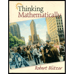 Thinking Mathematically - 1st Edition - by ROBERT BLITZER, Robert E. Blitzer - ISBN 9780139488450