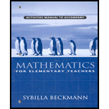 Mathematics For Elementary Teachers: Activities Manual - 5th Edition - by Sybilla Beckmann - ISBN 9780321123787