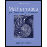 Mathematics For Elementary Teachers Volume I: Numbers And Operations Preliminary Edition (with Activities Manual) - 1st Edition - by Sybilla Beckmann - ISBN 9780321129802