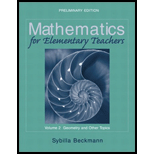 Mathematics For Elementary Teachers: Geometry And Other Topics, Preliminary Edition With Activities Manual: 2 - 1st Edition - by Sybilla Beckmann - ISBN 9780321149145