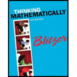 Thinking Mathematically (6th Edition) - 6th Edition - by Robert F. Blitzer - ISBN 9780321867322