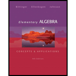 Elementary Algebra: Concepts & Applications (9th Edition) - 9th Edition - by Marvin L. Bittinger, David J. Ellenbogen, Barbara L. Johnson - ISBN 9780321874221