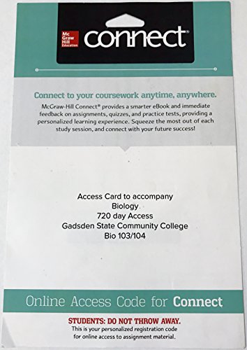 Connect Access Card Biology 720 Day Gadsden State Community College Bio 103/104