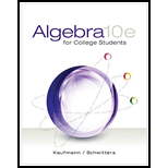 Bundle: Algebra For College Students, 10th + Webassign Printed Access Card For Kaufmann/schwitters' Algebra For College Students, Single-term - 10th Edition - by KAUFMANN - ISBN 9781305138490