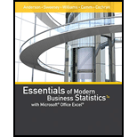 Essentials of Modern Business Statistics with Microsoft Office Excel (with XLSTAT Education Edition Printed Access Card) (MindTap Course List) - 7th Edition - by David R. Anderson, Dennis J. Sweeney, Thomas A. Williams, Jeffrey D. Camm, James J. Cochran - ISBN 9781337298292