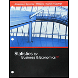 Bundle: Statistics For Business & Economics, Loose-leaf Version, 13th + Aplia, 1 Term (6 Months) Printed Access Card