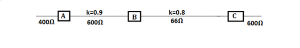 400Ω
A
k=0.9
600Ω
B
k=0.8
66Ω
600Ω