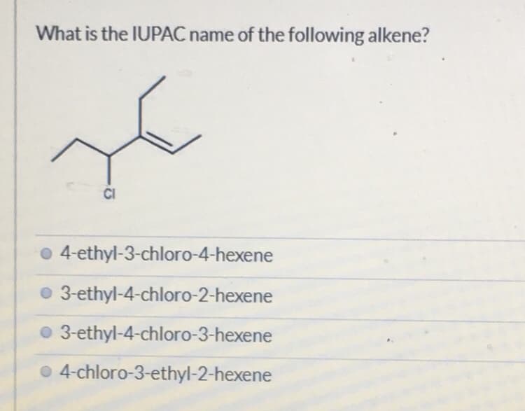 What is the IUPAC name of the following alkene?
