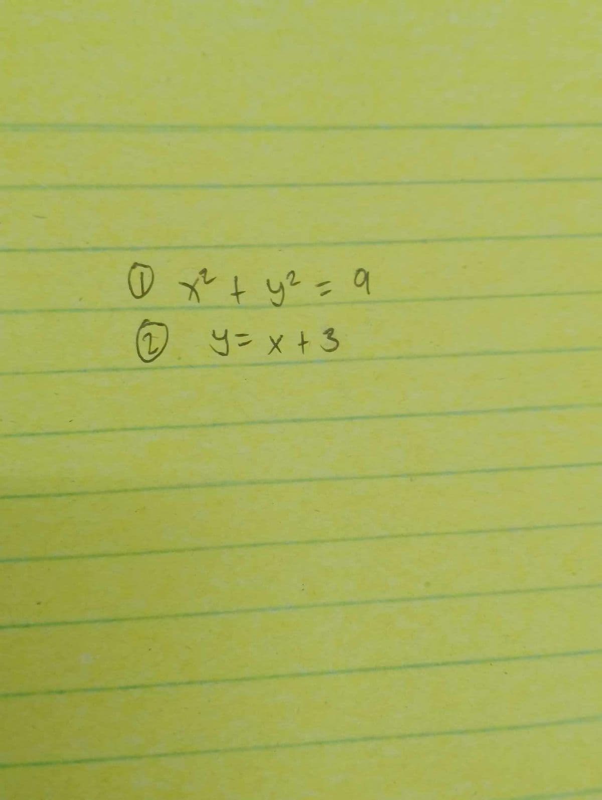 0 x ² + y² = 9
(2
y = x + 3