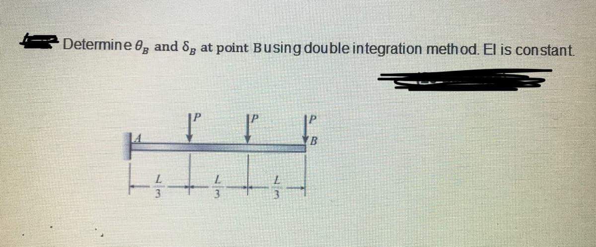 Determine 0, and &, at point Busing double integration meth od. El is constant.
B
