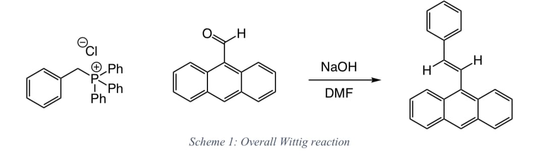 Ph
Ph
Ph
NaOH
DMF
Scheme 1: Overall Wittig reaction
.H