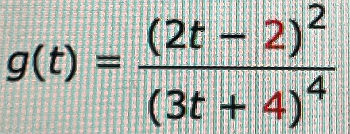 g(t) =
(2t - 2)²
(3t+4)*