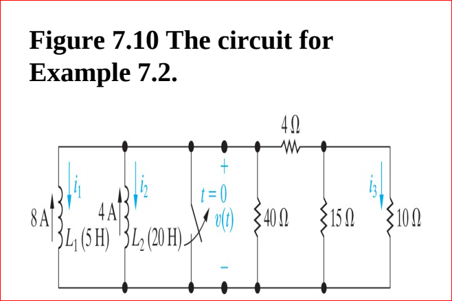 Figure 7.10 The circuit for
Example 7.2.
40
845
SL, (5 H) 'SL,(20H).
t=0
o(1) $400 $150
3100
