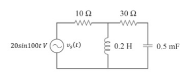 20sin100t V |
10 Ω
ΜΕ
vs(t)
30 Ω
0.2 Η
0.5 mF