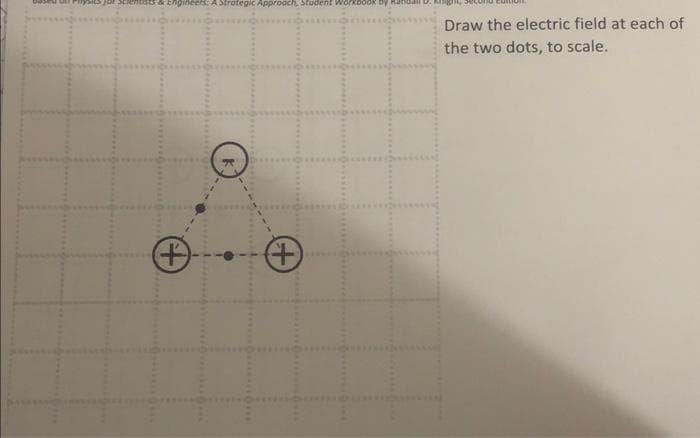 Engineers: A Strategic Approach, Student Workbook by Randall D.
+
+
Draw the electric field at each of
the two dots, to scale.