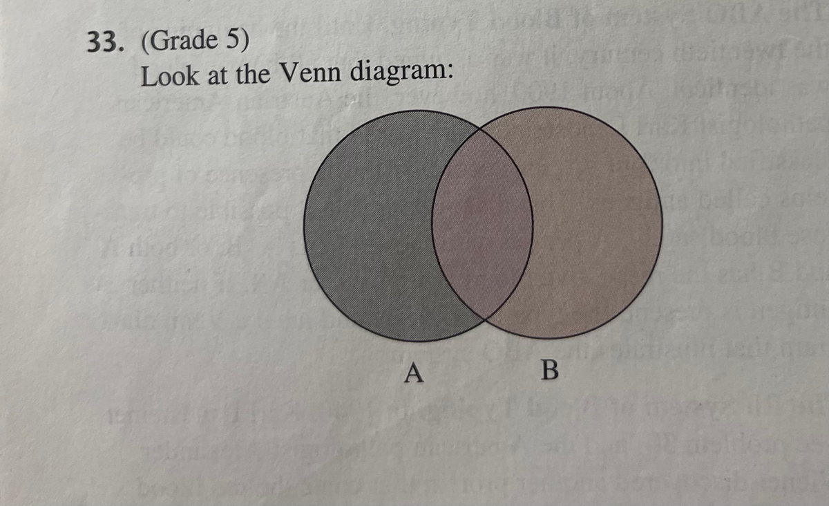 33. (Grade 5)
Look at the Venn diagram:
B
