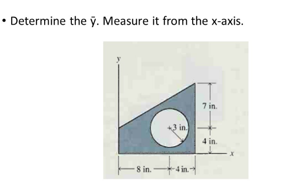 Determine the ỹ. Measure it from the x-axis.
7 in.
3 in.
4 in.
8 in.
*-4 in. -
