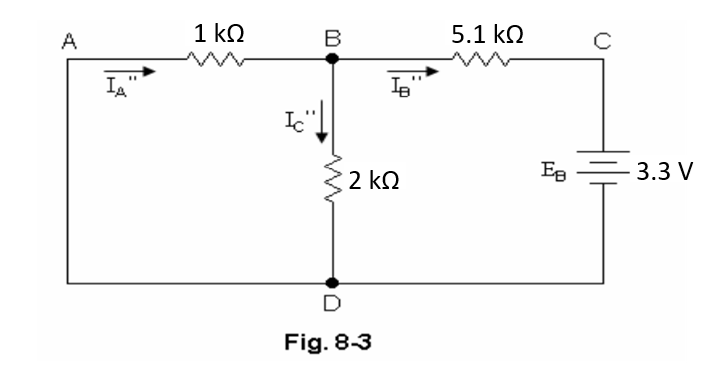 A
1 ko
B
5.1 ko
IA
2 kQ
Eg
3.3 V
D
Fig. 8-3
