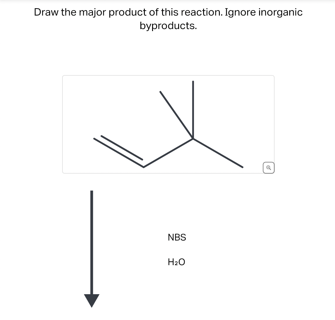 Draw the major product of this reaction. Ignore inorganic
byproducts.
NBS
H₂O
Q