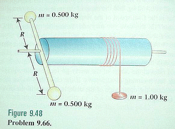 m = 0.500 kg
R
m = 1.00 kg
m = 0.500 kg
%!
Figure 9.48
Problem 9.66.
