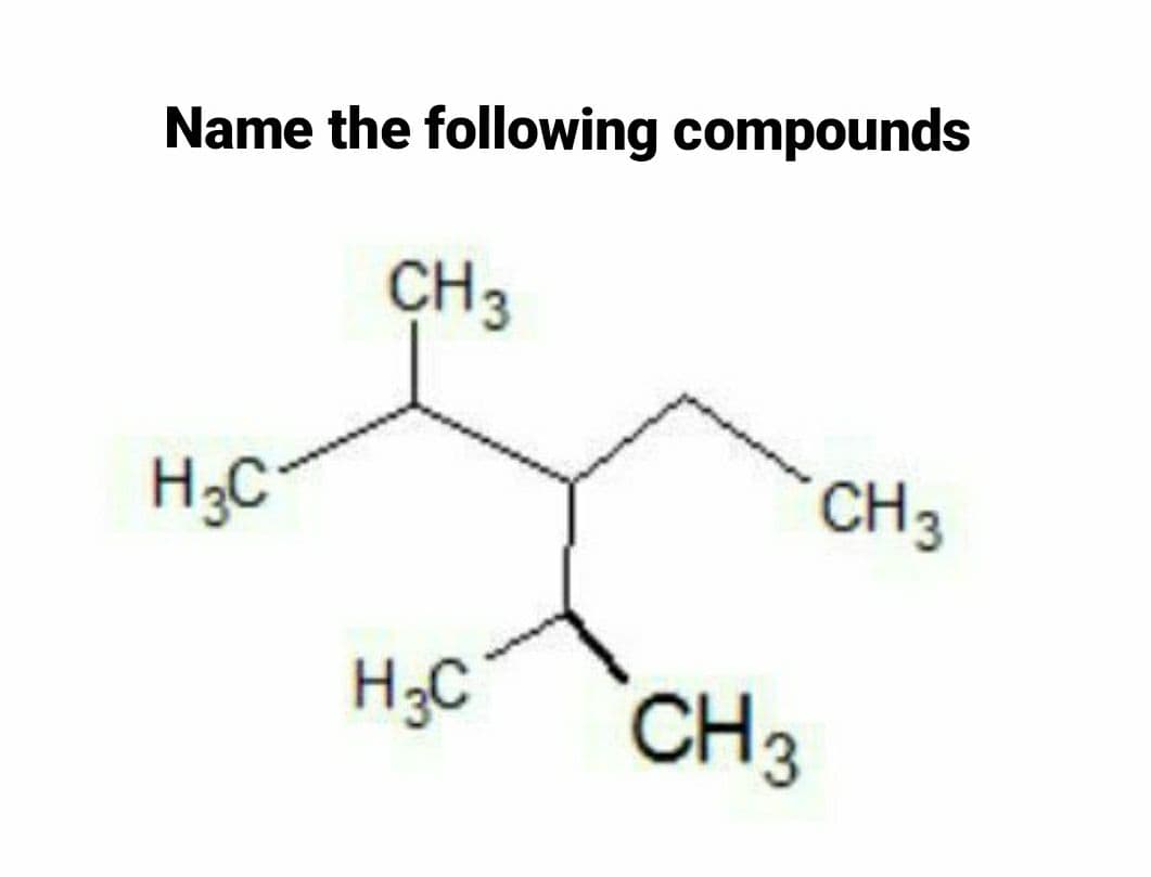 Name the following compounds
CH3
H3C°
CH3
H;C
CH3

