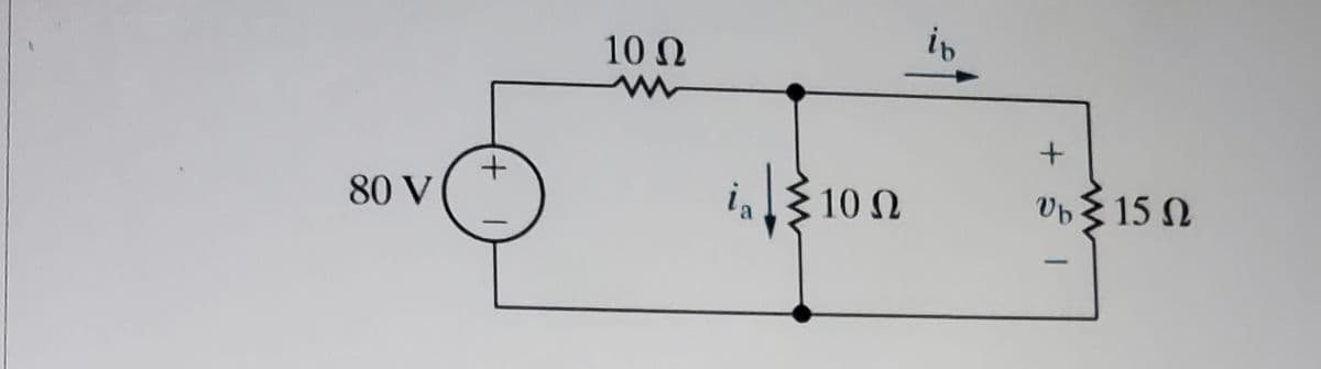 80 V
+
10 Ω
i [510 Ω
+
Ub
ΌΣ 15 Ω
-