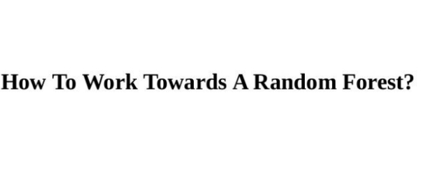 How To Work Towards A Random Forest?