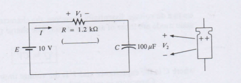 + V₁ -
www
= 1.2 ΚΩ
T R
E 10 V
100 μF V₂