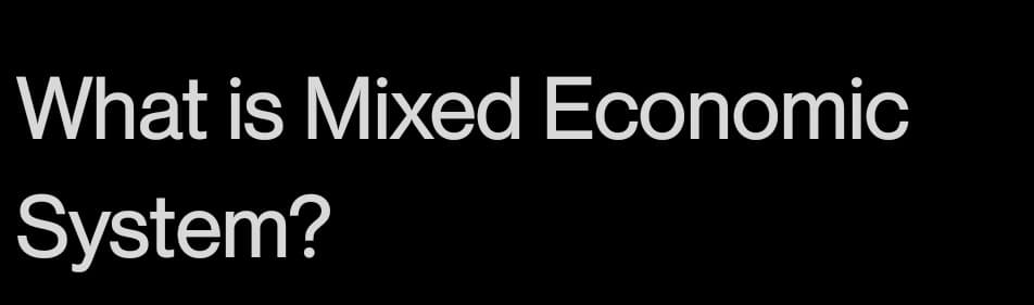 What is Mixed Economic
System?

