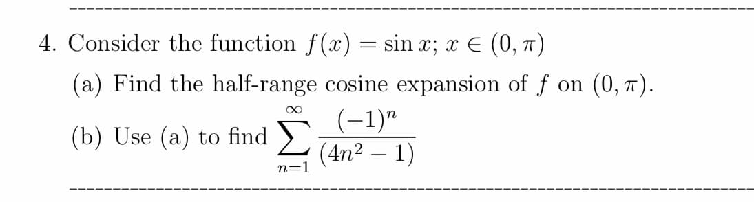 half-range cosine expansion of f o
