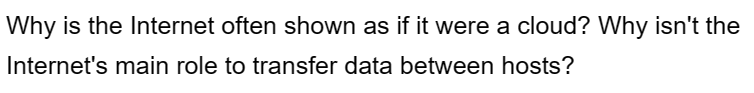 Why is the Internet often shown as if it were a cloud? Why isn't the
Internet's main role to transfer data between hosts?