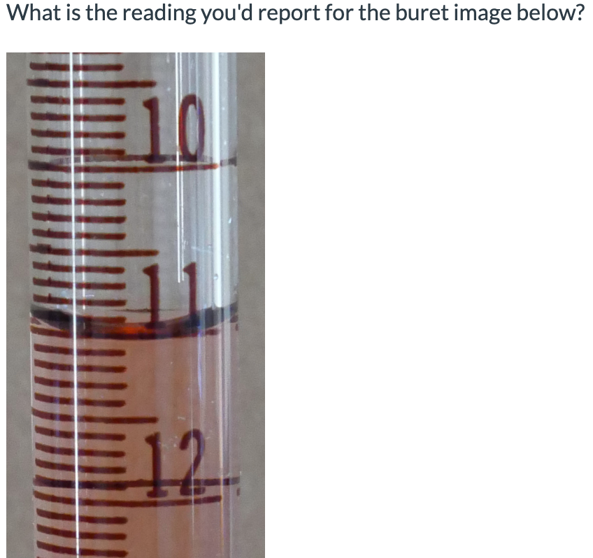 What is the reading you'd report for the buret image below?
12
