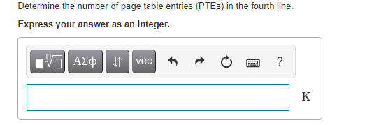 Determine the number of page table entries (PTES) in the fourth line.
Express your answer as an integer.
vec
?
K
