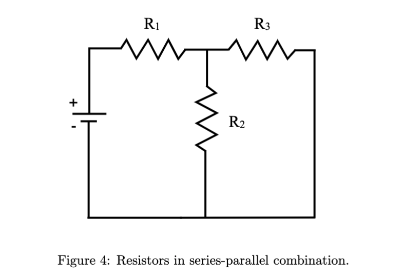 +
R₁
M
R3
W
R₂
Figure 4: Resistors in series-parallel combination.