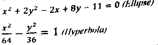 x* + 2y? - 2x + 8y - 11 = 0 (illpse)
x2
= 1 (llyperholu)
36
64
