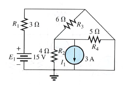 R Σ3 Ω
Εγ
+
4 Ω
15 V
6Ω
R₂
R3
5 Ω
Μ
Ra
3A