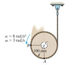 a = 8 rad/s?
w = 3 rad/s,
B
100 mm
A
