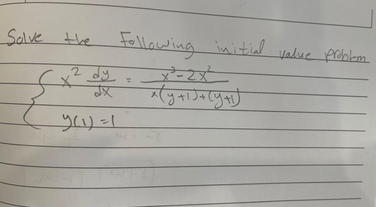Solve the
2 dy
वर
५०) =1
X
Following initial value problem
x-2x
(y++(y)
T