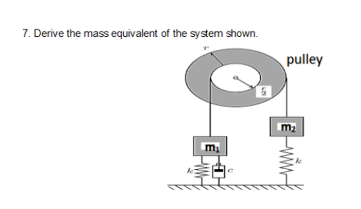 7. Derive the mass equivalent of the system shown.
pulley
m2
