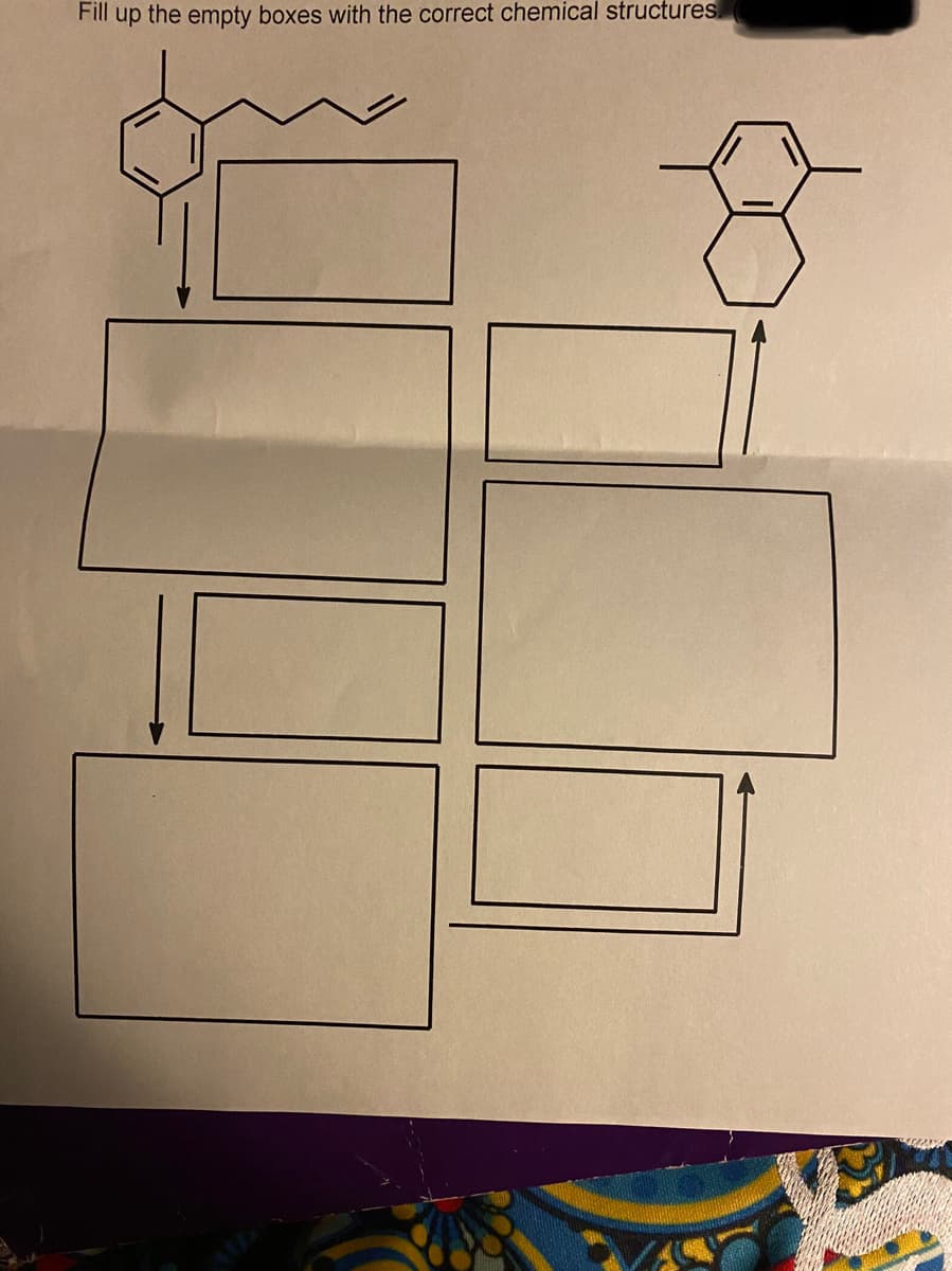 Fill up the empty boxes with the correct chemical structures.
