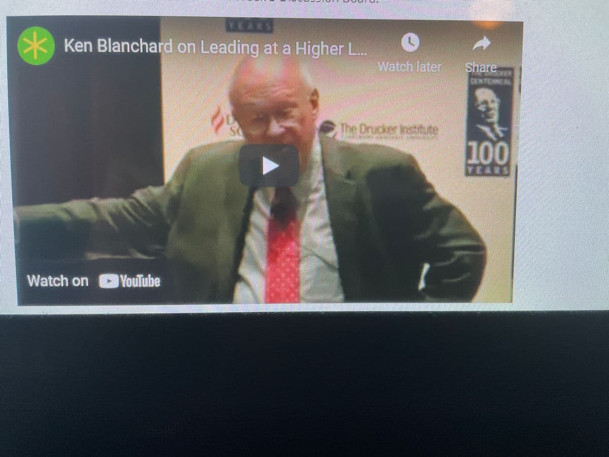 Ken Blanchard on Leading at a Higher L..
Watch later
Share
The Drucker inctt
100
TEARS
Watch on YouTube
