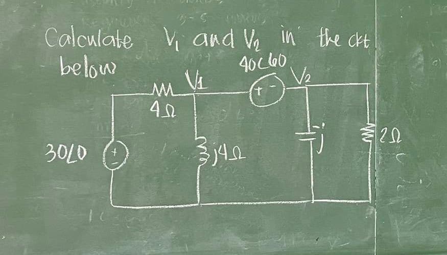 9-5 VINKUL
Calculate V and V/₂ in the ckt
below
4060
V₁
30/0
M
4_02²
31402
€202
